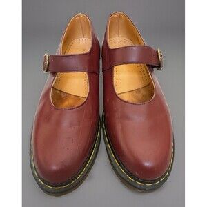 Vtg Dr Martens Polley Mary Jane Shoes Cherry Red Leather US 10 Made In England